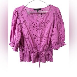 Marc New York EUC eyelet peplum top size large